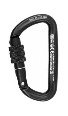 Light alloy carabiner with locking ring