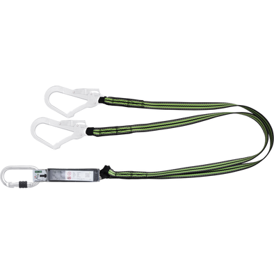 Double strap lanyard mt.1,80 with absorber with 2 snap hooks
