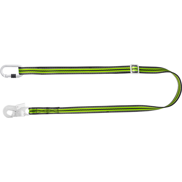 Flat adjustable lanyard for positioning L 2 m with carabiner