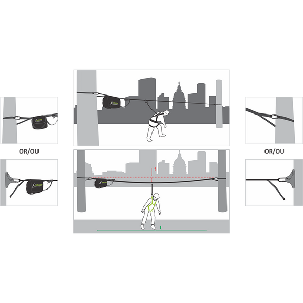 Temporary horizontal lifeline 20 m 2 users